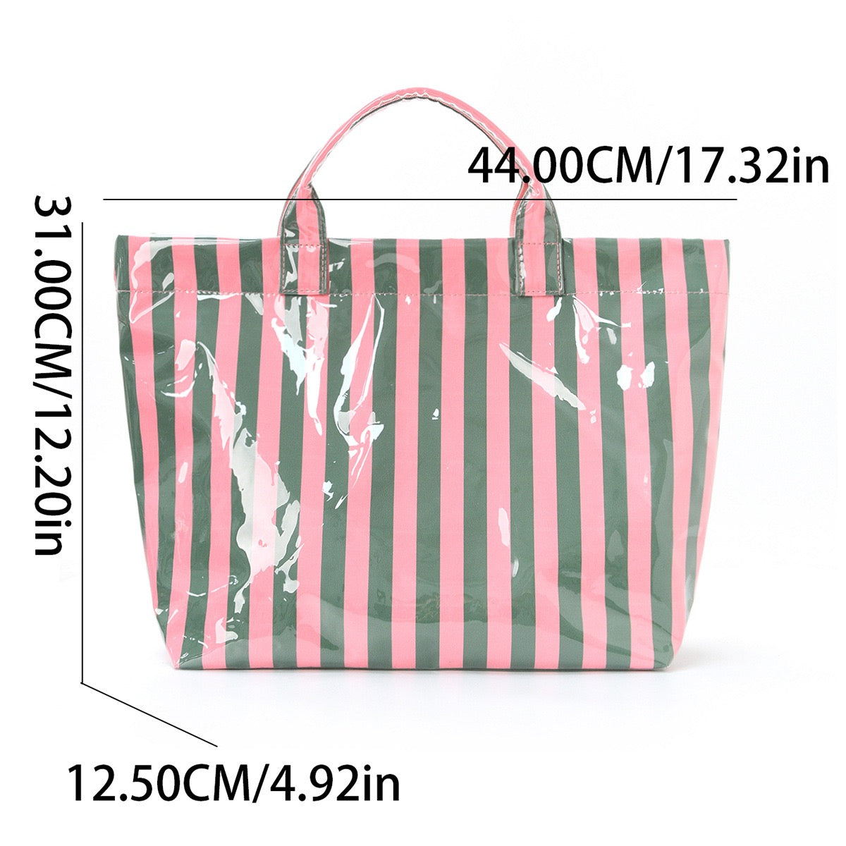 R1323 Glossy Striped Large Tote Bag