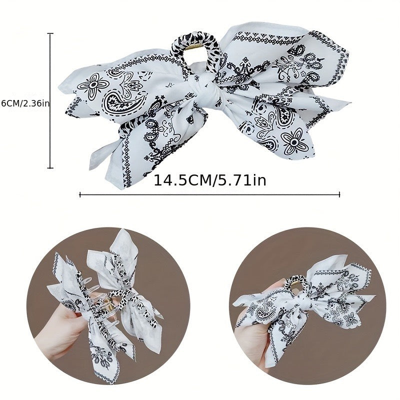 R1229 Paisley Floral Print Bow Knot Hair Clip