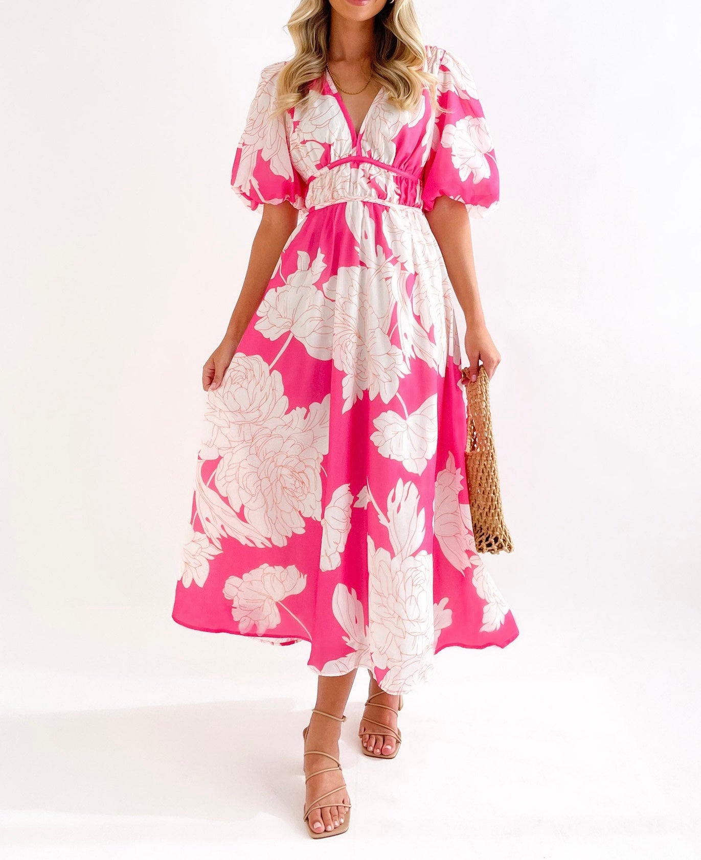 R1309 Summer Floral Print Long Dress