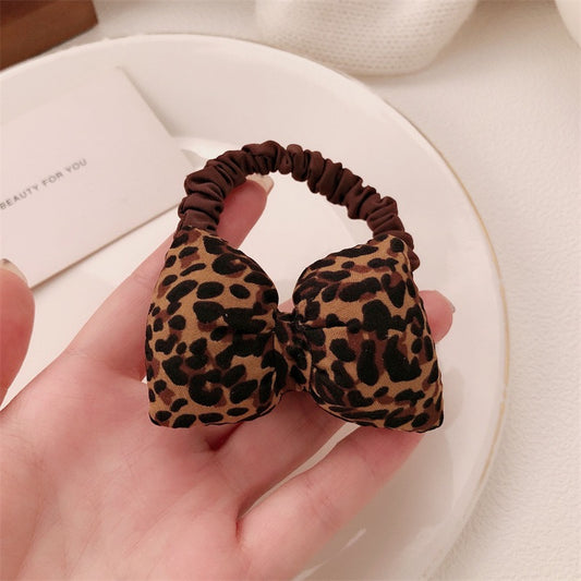 R1208 Puffy Bow Leopard Hair Tie