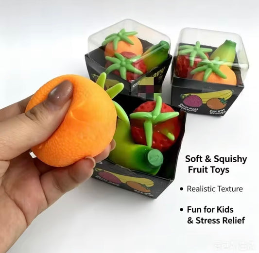 R1742 3pcs Set Strawberry Orange Banana Squishy Toy
