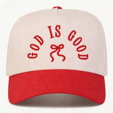 R1332 GOD IS GOOD Embroidered Bow Color Block Baseball Cap
