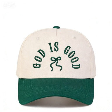 R1332 GOD IS GOOD Embroidered Bow Color Block Baseball Cap