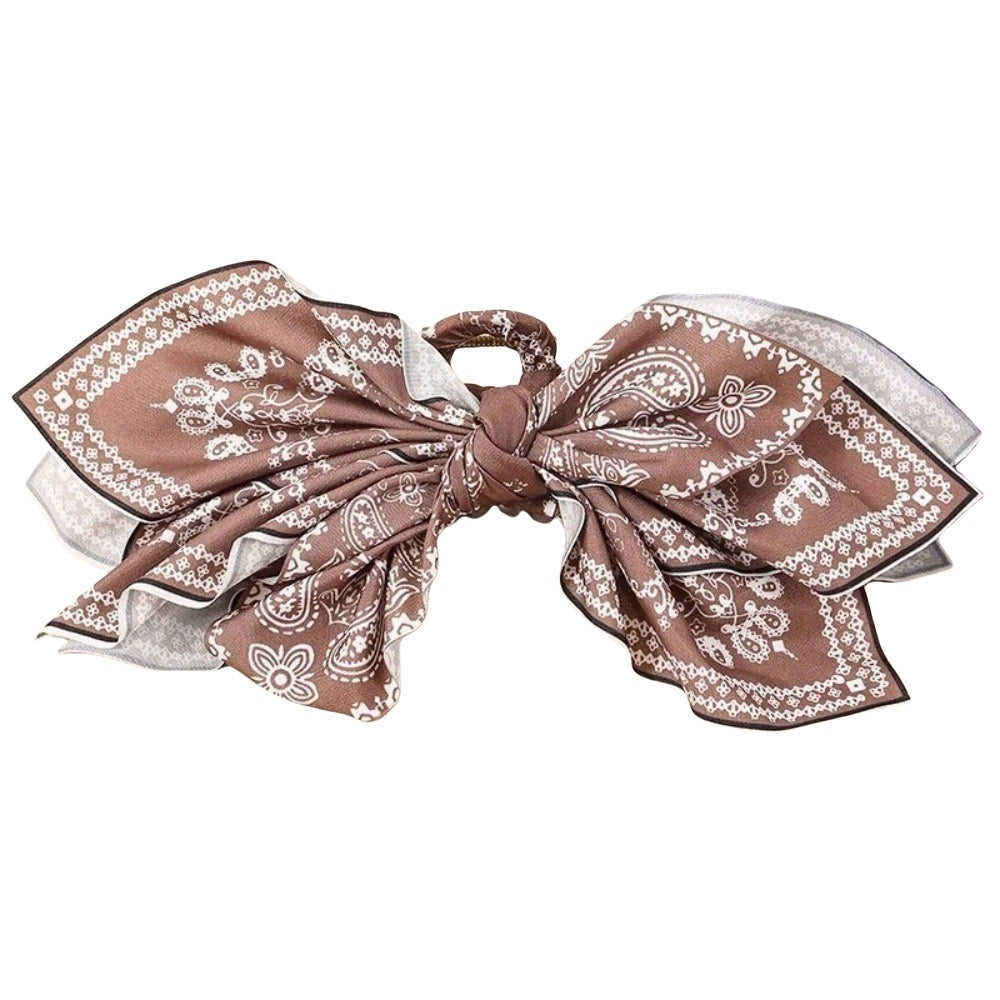 R1229 Paisley Floral Print Bow Knot Hair Clip