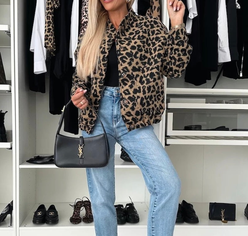R1213 Polar Fleeced Leopard Jacket