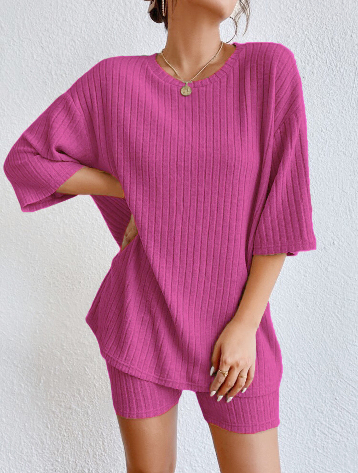 D5467 Spring Two Pieces Ribbed Set