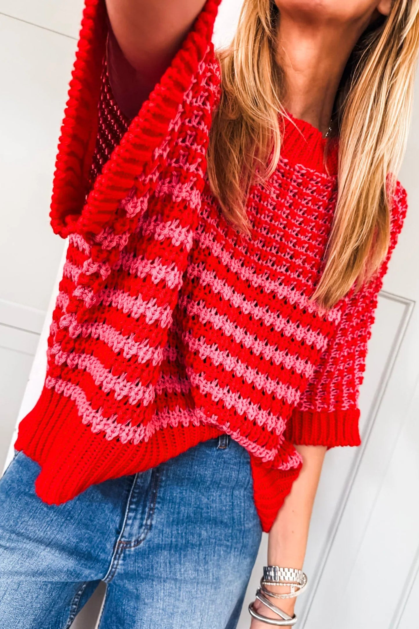 R1215 3/4 Draped Sleeve Slouchy Sweater
