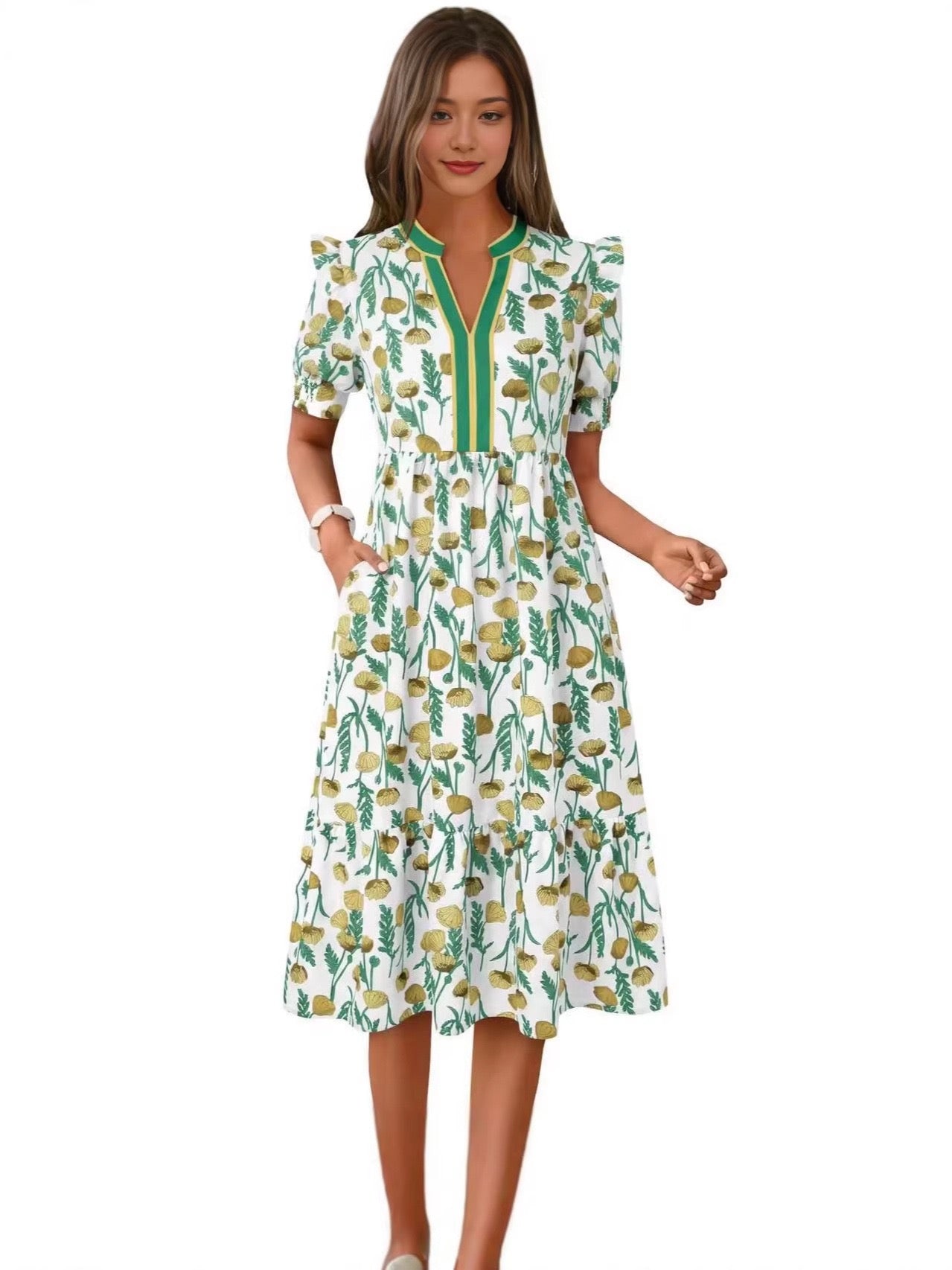 R1602 Summer Floral Long Dress