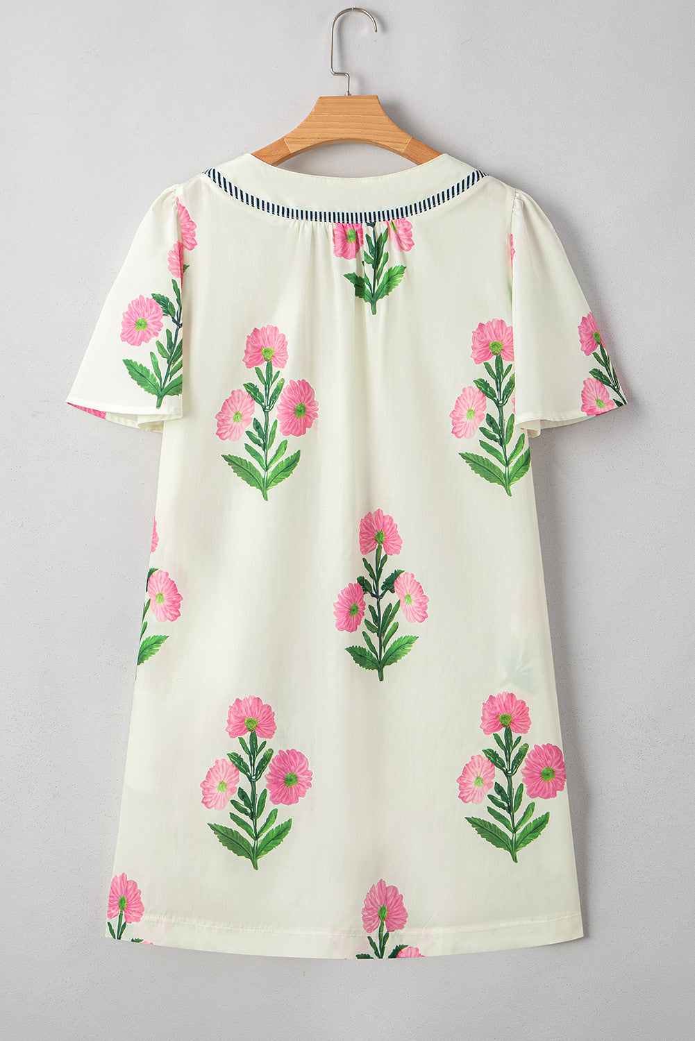 R1258 Short Sleeve Floral Mini Dress