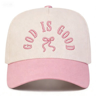 R1332 GOD IS GOOD Embroidered Bow Color Block Baseball Cap