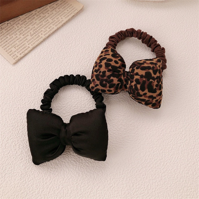 R1208 Puffy Bow Leopard Hair Tie