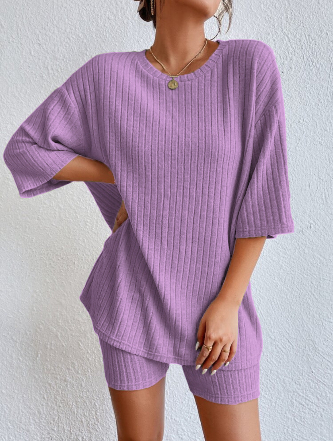 D5467 Spring Two Pieces Ribbed Set