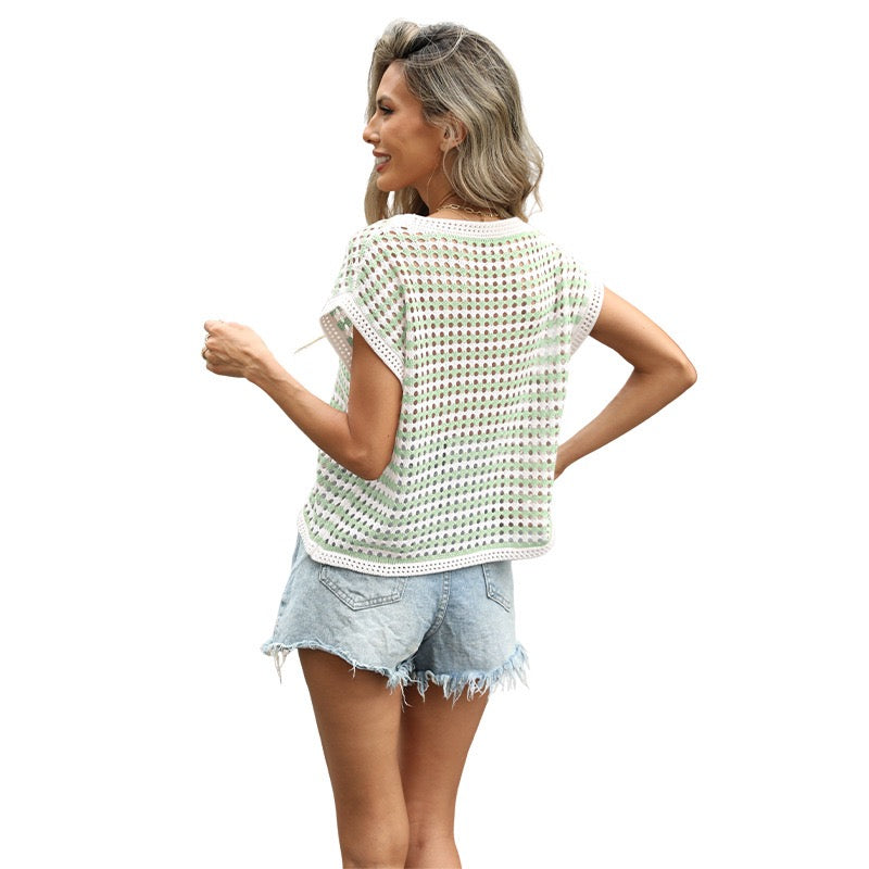 R1218 Short Sleeve Bat Sleeve Sweater Top