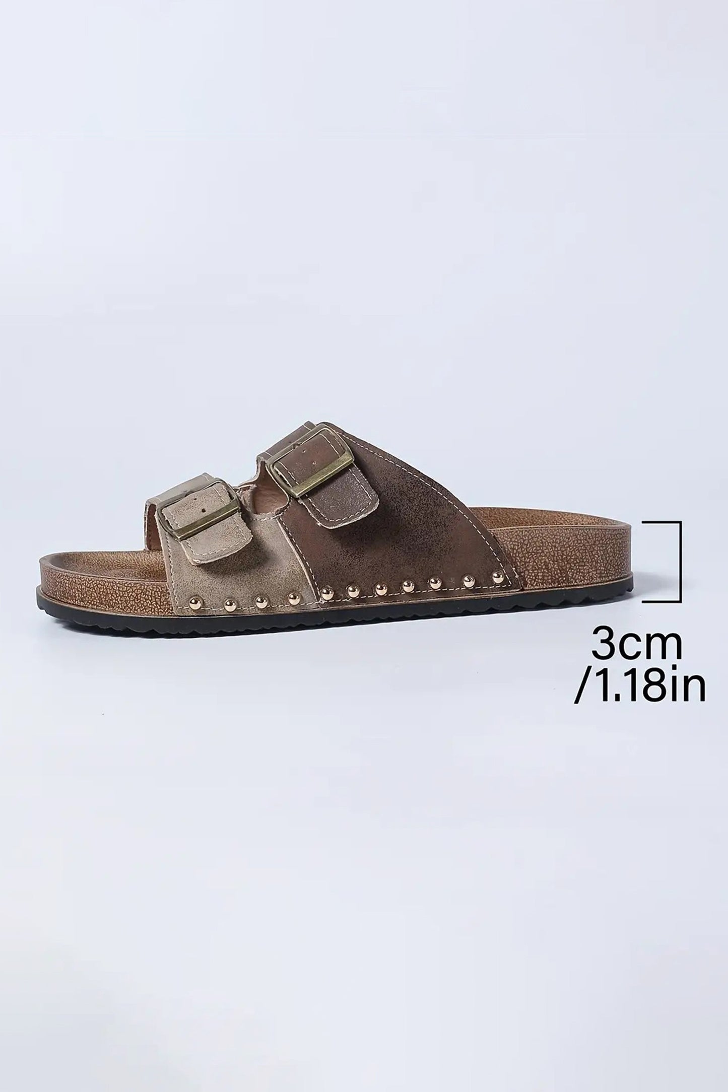 R1198 Two-tone Retro Buckle Straps Slippers