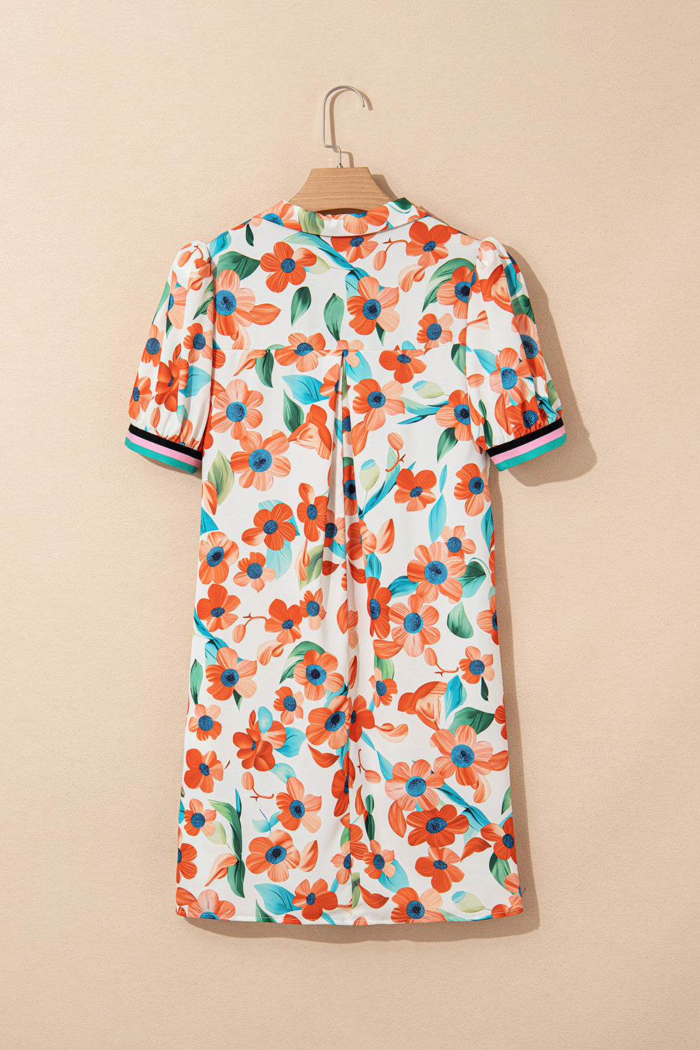 R1255 Collar Neck Floral Mini Dress with Pockets