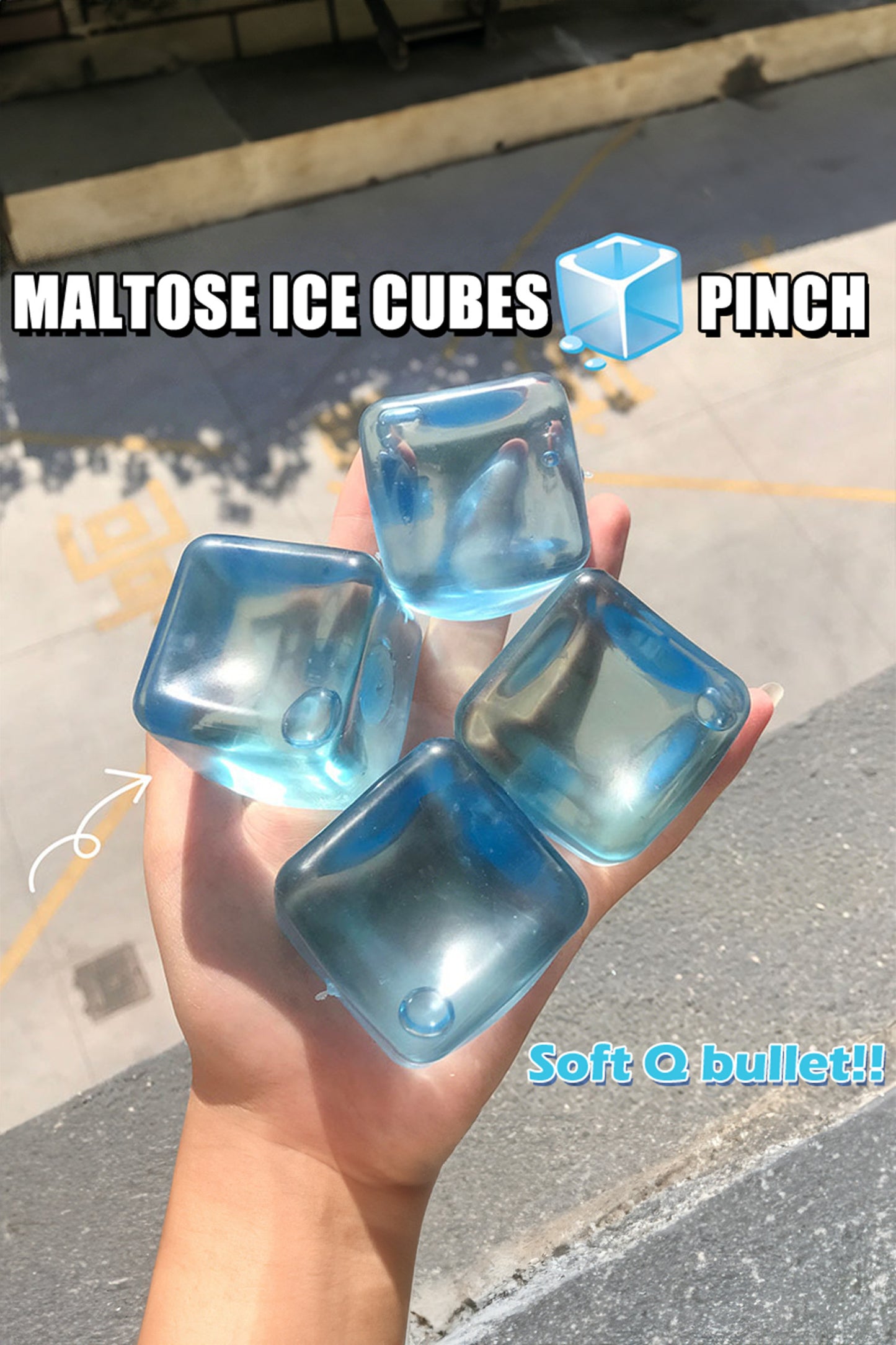 R1456 Light Blue Crystal Ice Cube Stress Relief Squeeze Decompression Toy