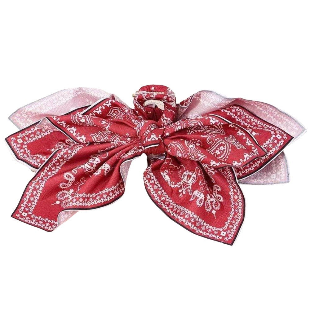 R1229 Paisley Floral Print Bow Knot Hair Clip