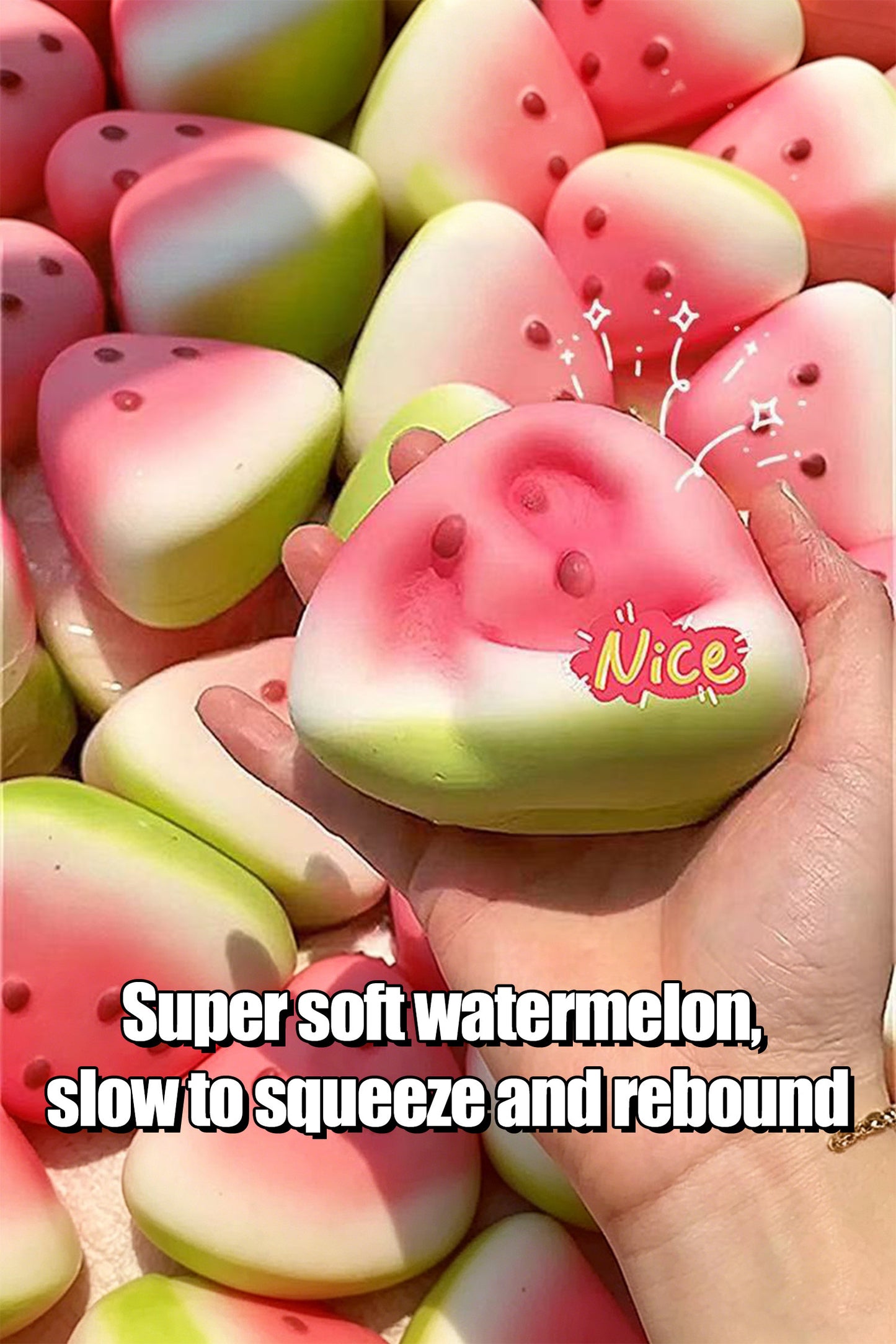 R1439 Coral Dainty Watermelon Slow Rising Stress Relief Squeeze Toy