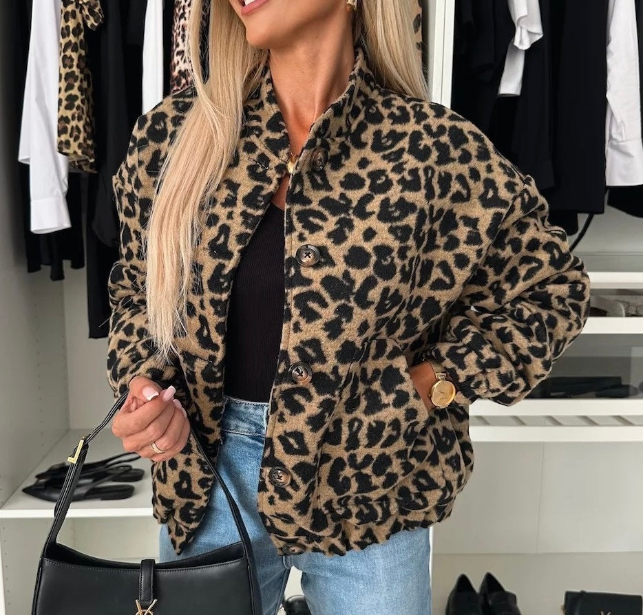 R1213 Polar Fleeced Leopard Jacket