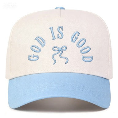 R1332 GOD IS GOOD Embroidered Bow Color Block Baseball Cap