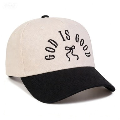 R1332 GOD IS GOOD Embroidered Bow Color Block Baseball Cap