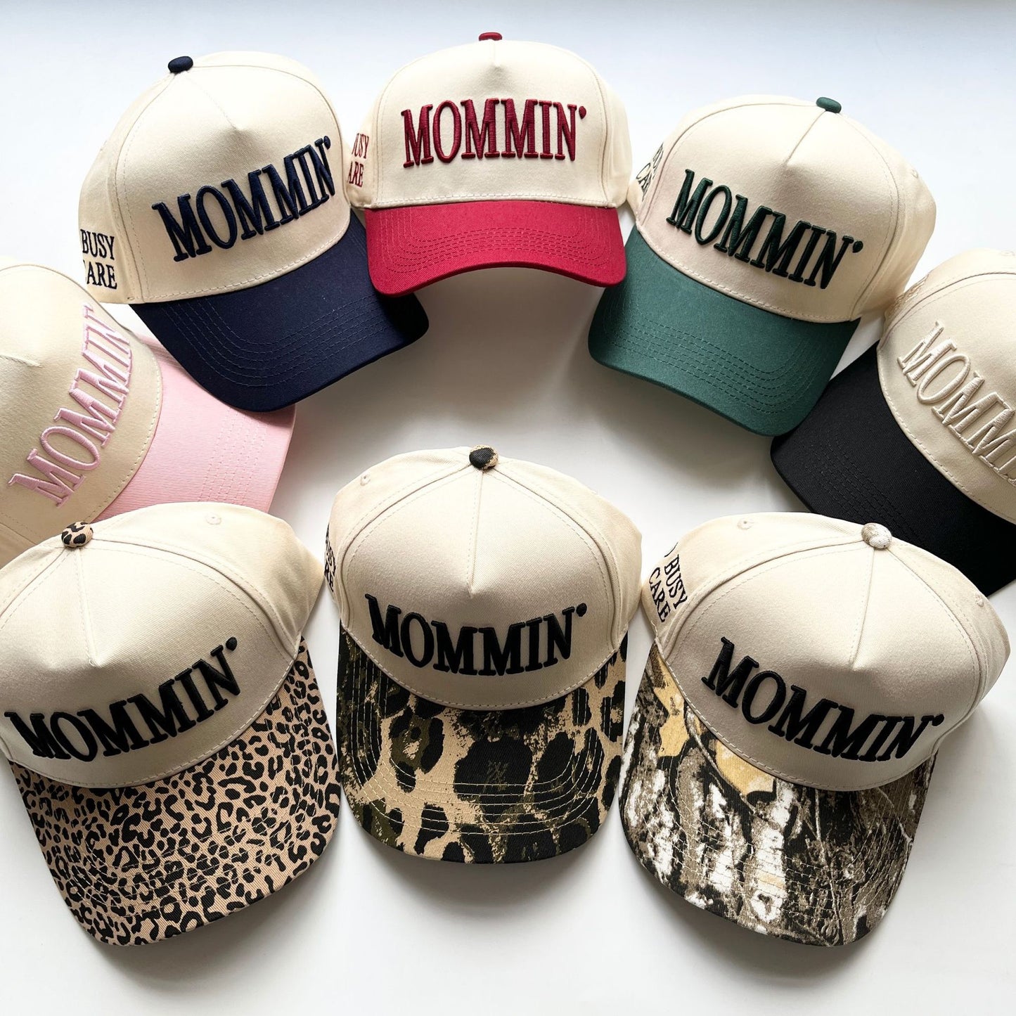 R1304 MOMMIN Embroidered Leopard Contrast Brim Baseball Cap