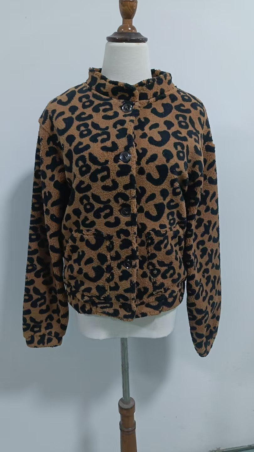 R1213 Polar Fleeced Leopard Jacket