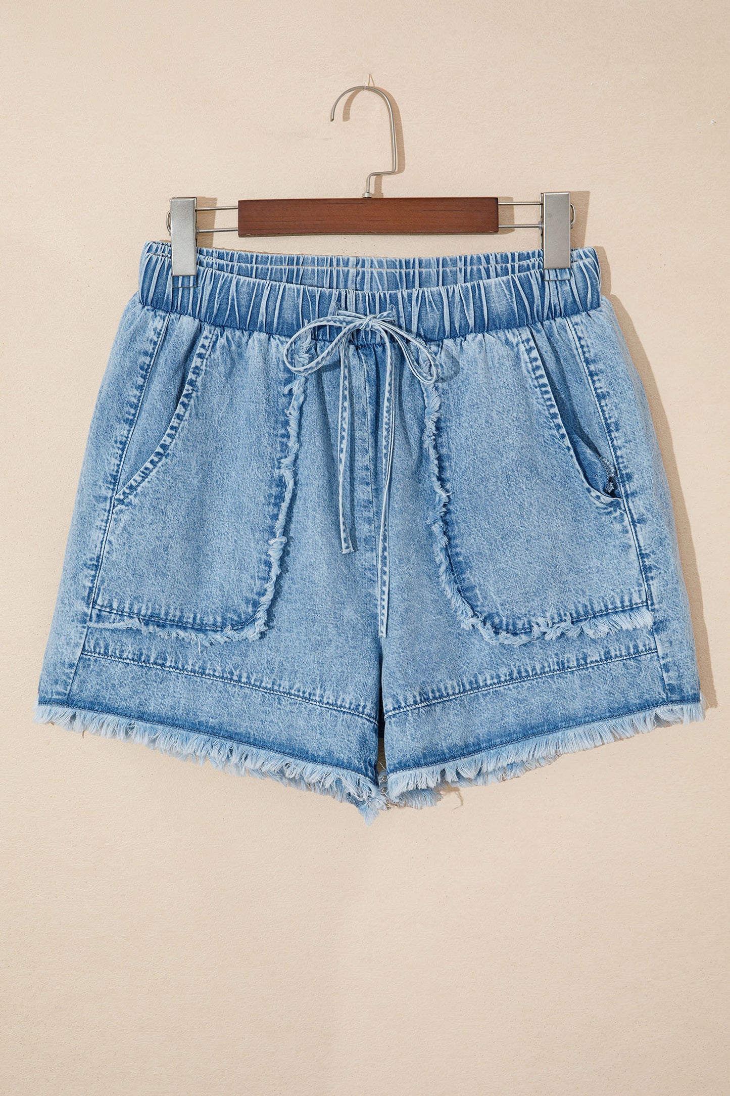 R1436 Myosotis Frayed Edge Casual Denim Shorts