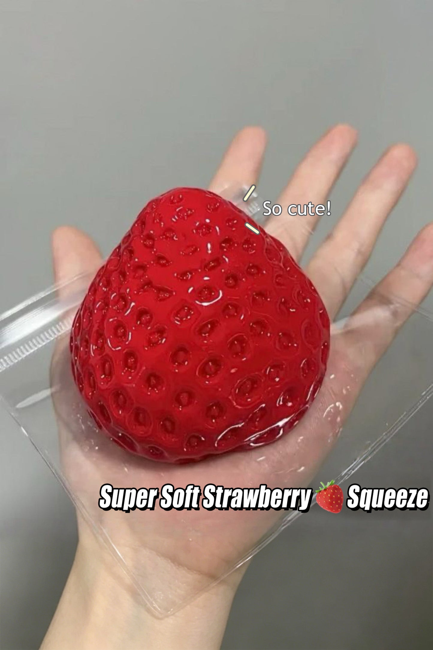 R1440 Fiery Red Slow Rebound Mud Feel Realistic Strawberry Stress Relief Toy