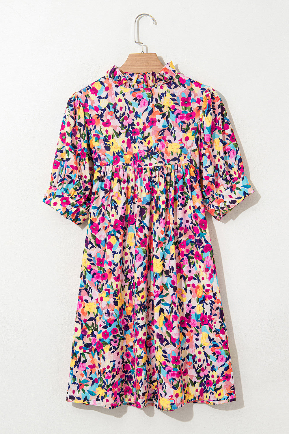 R1256 Floral Puff Sleeve Mini Dress