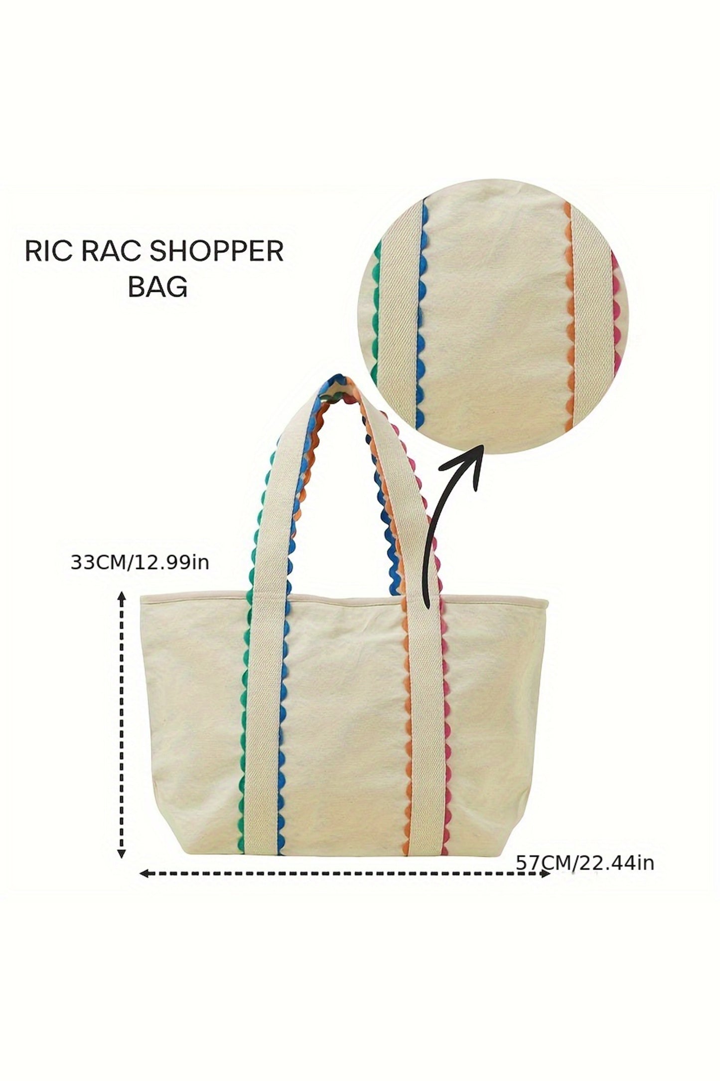 R1191 Ricrac Canvas Tote Bag