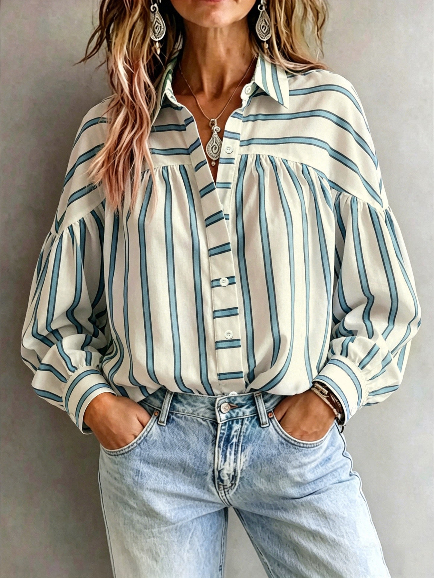 R1623 Long Sleeve Stripe Shirt
