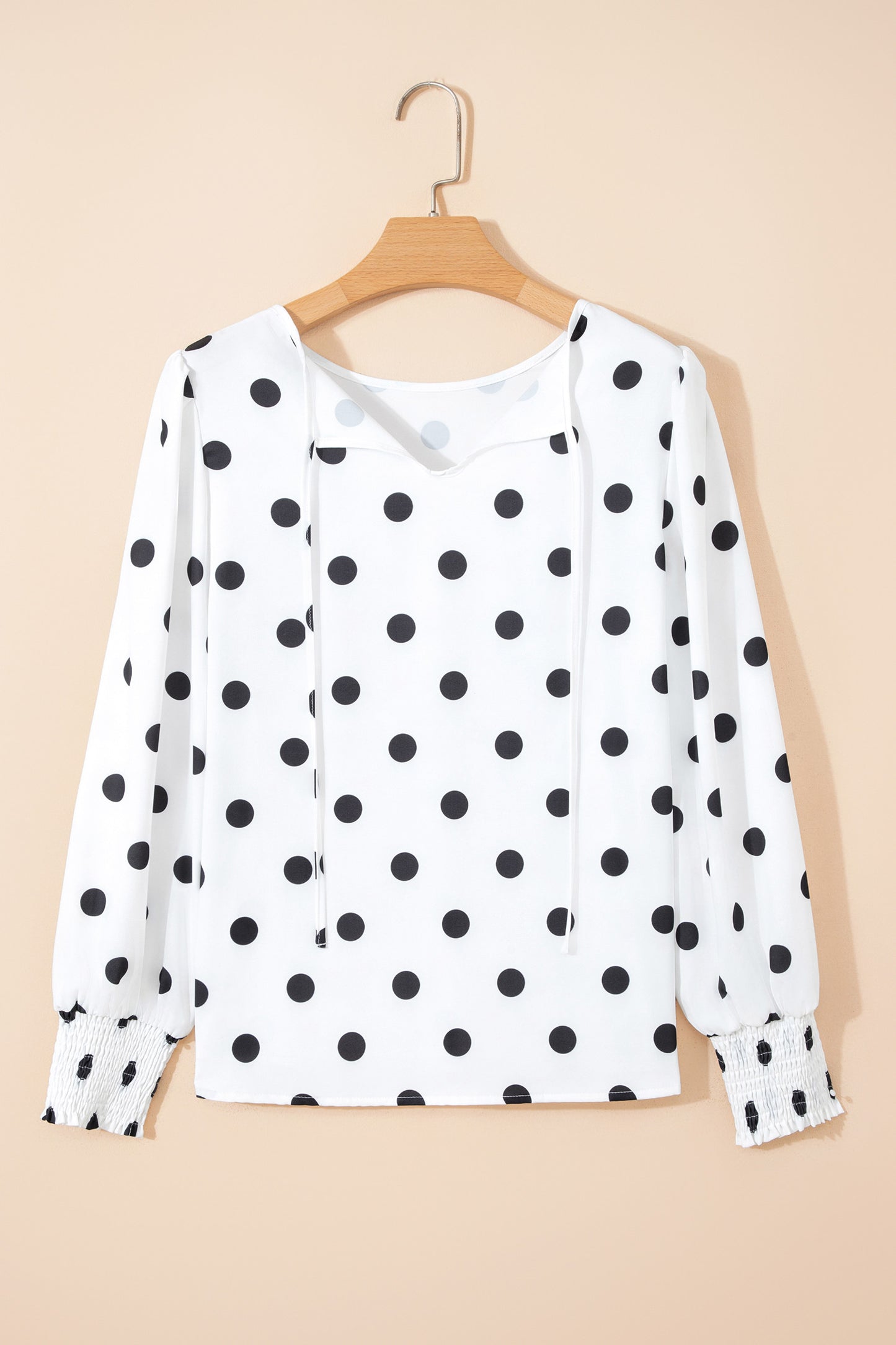 R1280 Long Sleeve Polka Dot Print Blouse