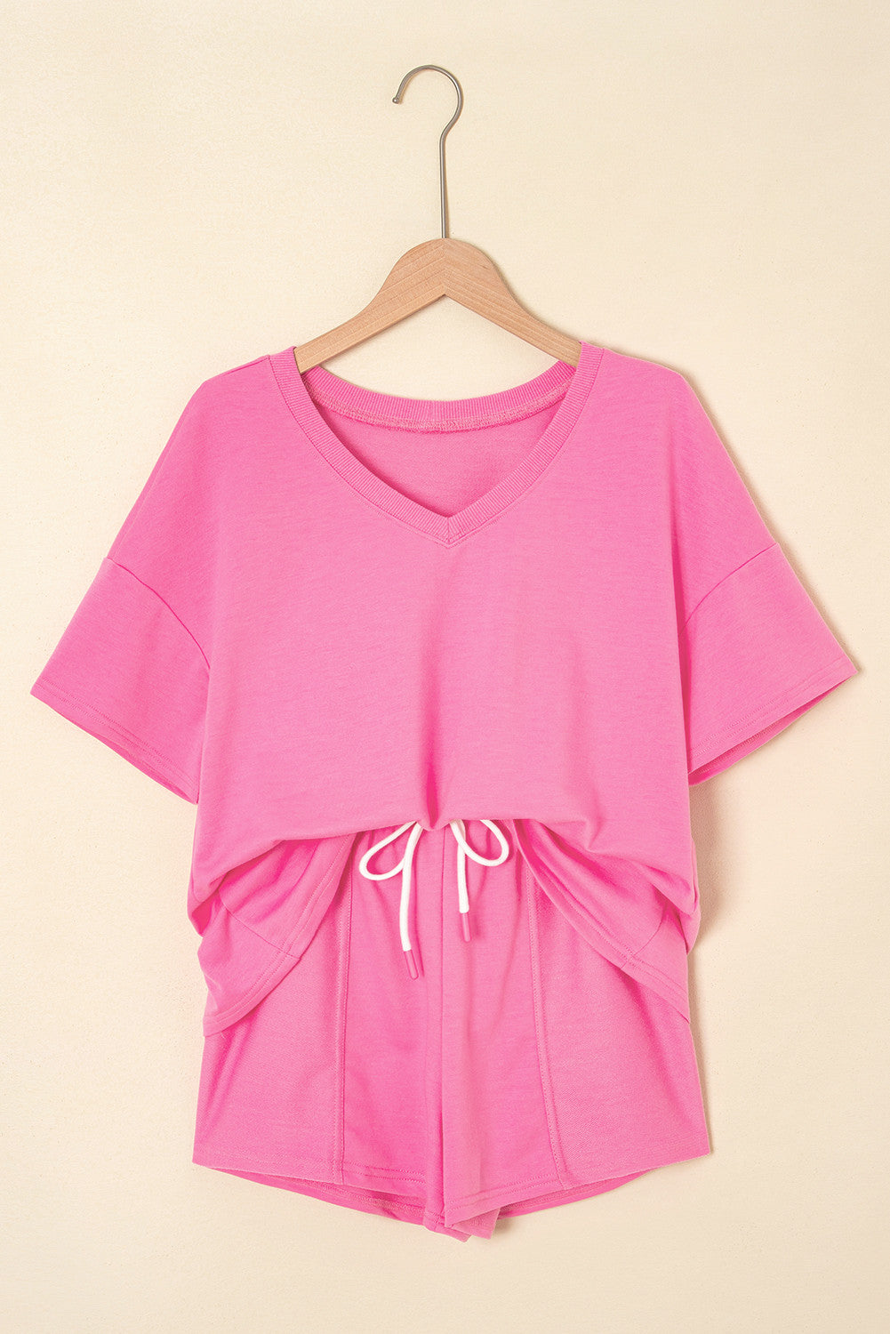R1331 Solid Color T shirt & Drawstring Shorts Set