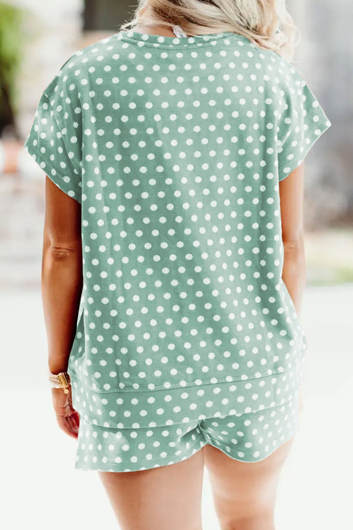 R1334 Polka Dot Print Short Set