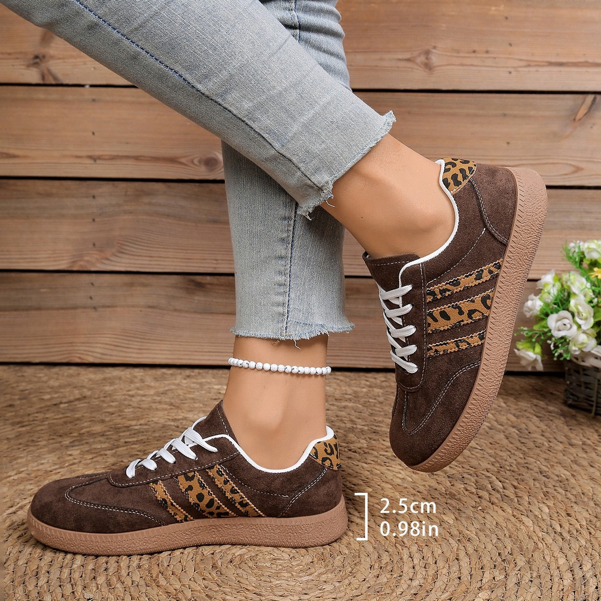 R1250 Leopard Faux Suede Coffee Shoes
