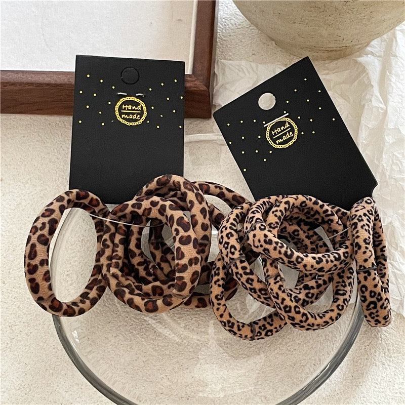 R1207 5pcs Leopard Elastic Hair Tie Set