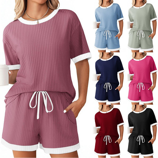 R1312 Summer Casual Two Pieces Pajama Set Homewear.