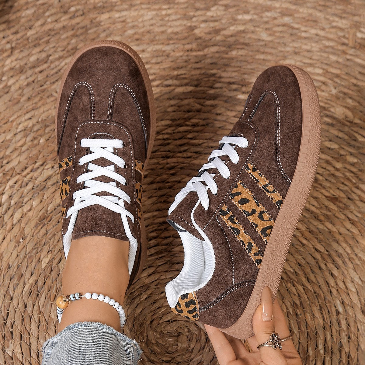 R1250 Leopard Faux Suede Coffee Shoes