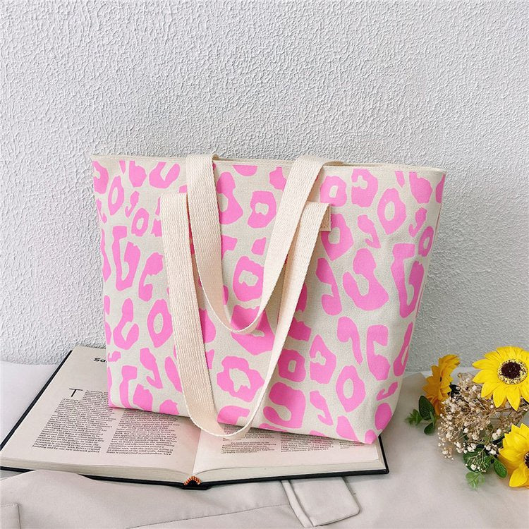 R1248 Leopard Print Canvas Tote Bag