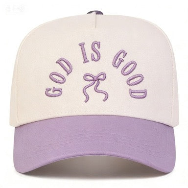 R1332 GOD IS GOOD Embroidered Bow Color Block Baseball Cap