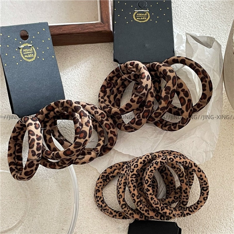 R1207 5pcs Leopard Elastic Hair Tie Set