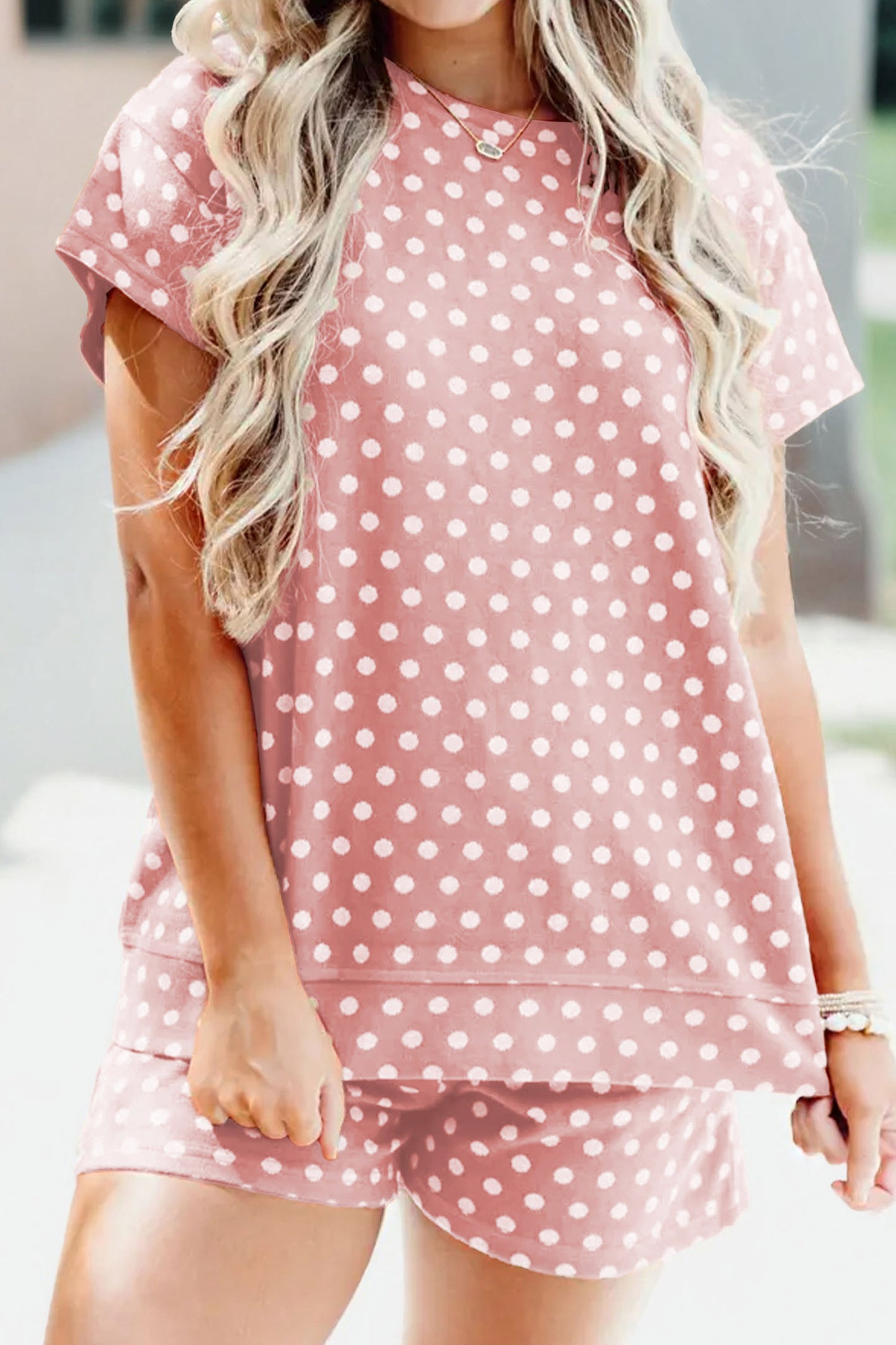 R1334 Polka Dot Print Short Set