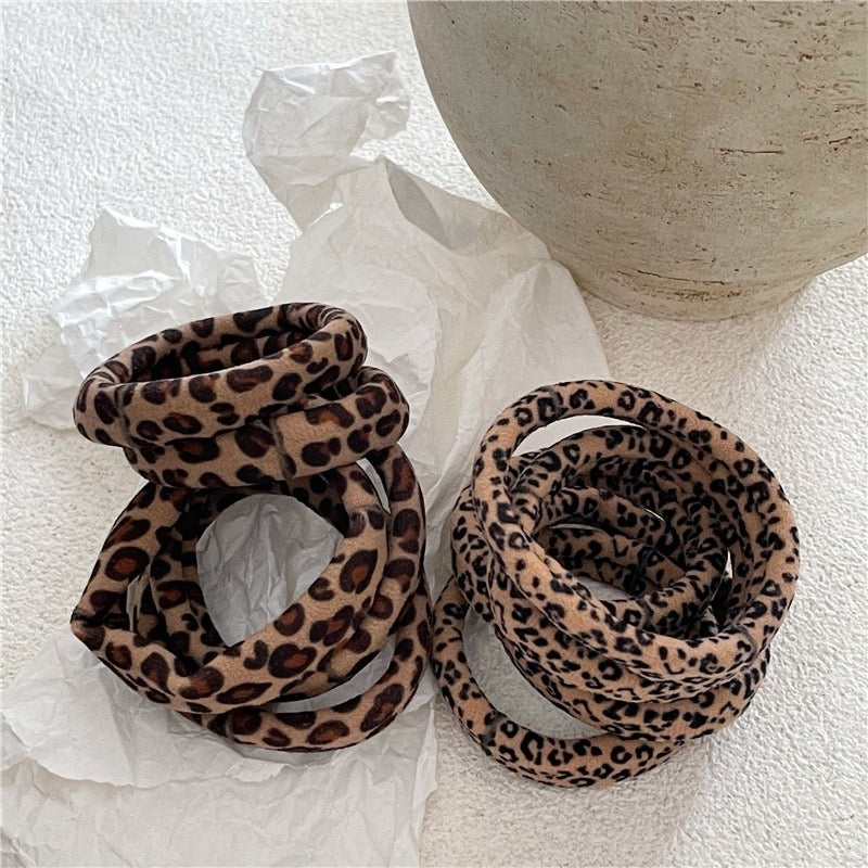 R1207 5pcs Leopard Elastic Hair Tie Set