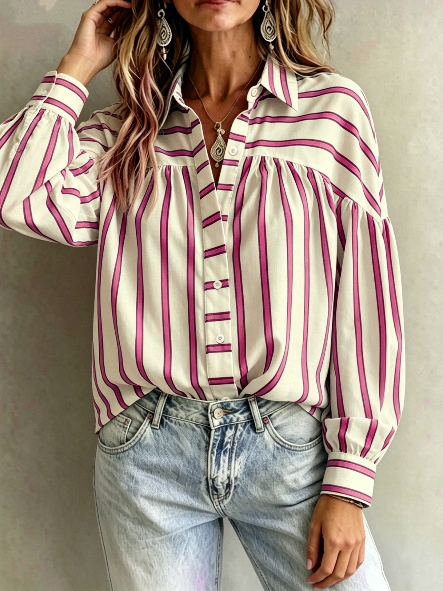 R1623 Long Sleeve Stripe Shirt