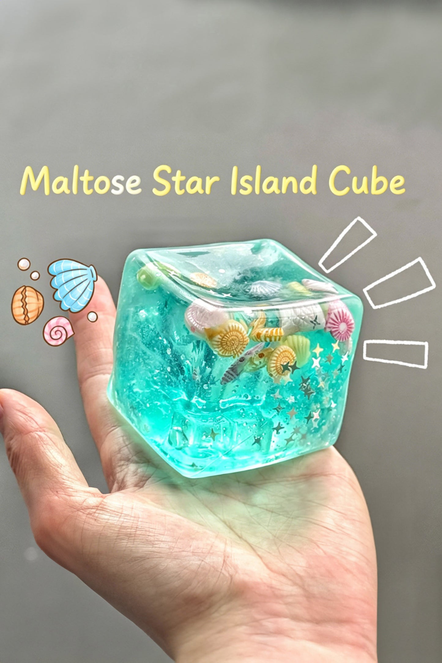 R1467 Aruba Blue Slow Rebound TPR Squishy with Seashell Charms Injection Molded Water Sound Stress Relief Toy