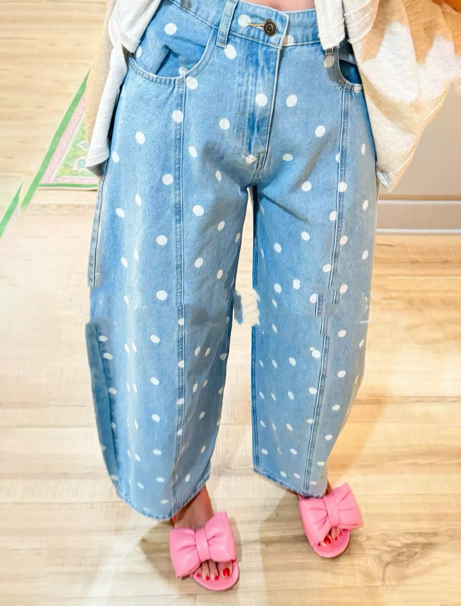 D5532 Polk Dot Wide Leg Jeans